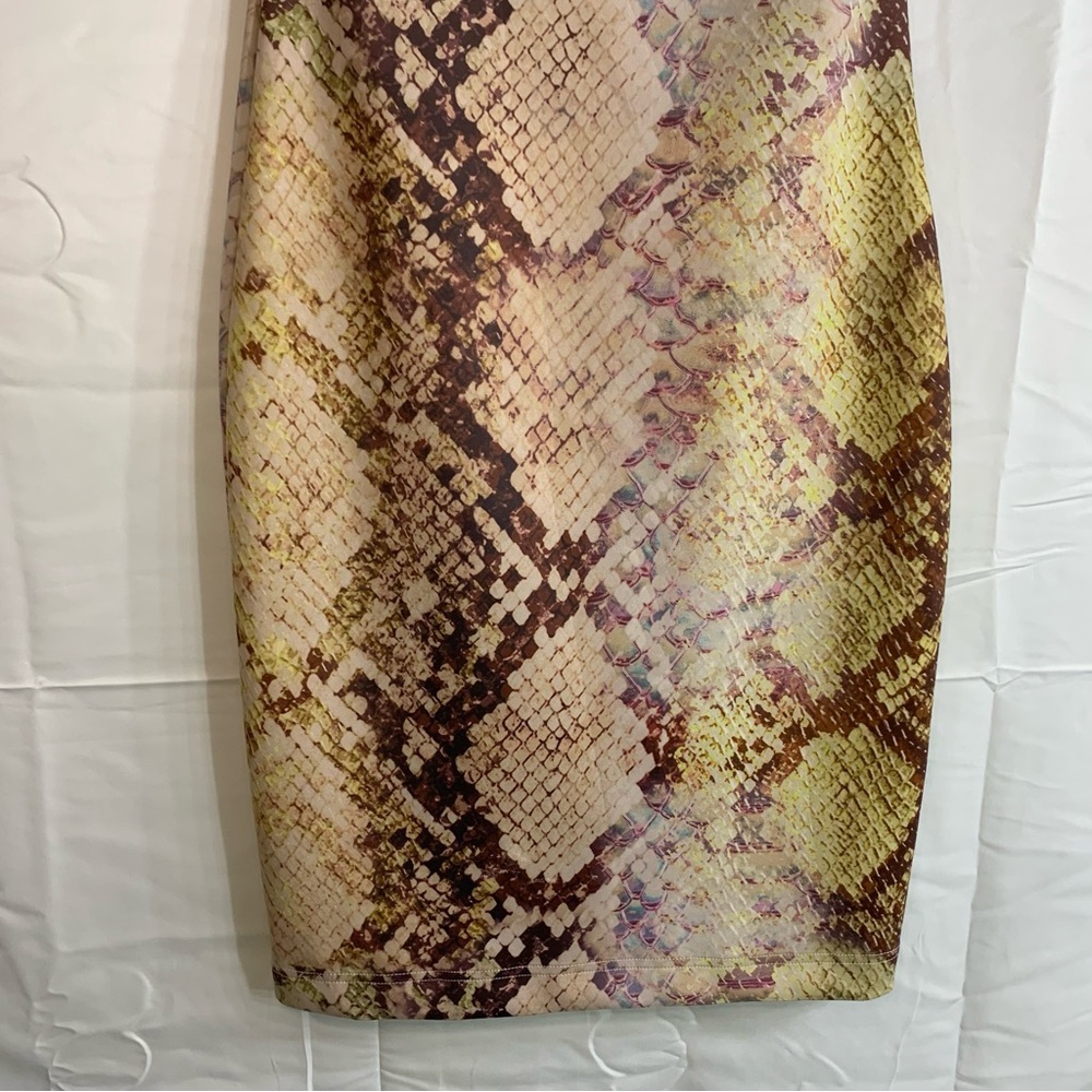 NWoT Guess Amanda Snakeskin Fitted Dress Mesh Glam Multi Color, size S - Picture 8 of 10
